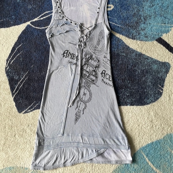 SALVAGE Gorgeous Baby Blue 'AMBOY ACES' BABY BLUE MINI DRESS/TOP. S - Picture 5 of 8